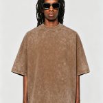 Walnut acid-wash heavyweight tee worn by a model