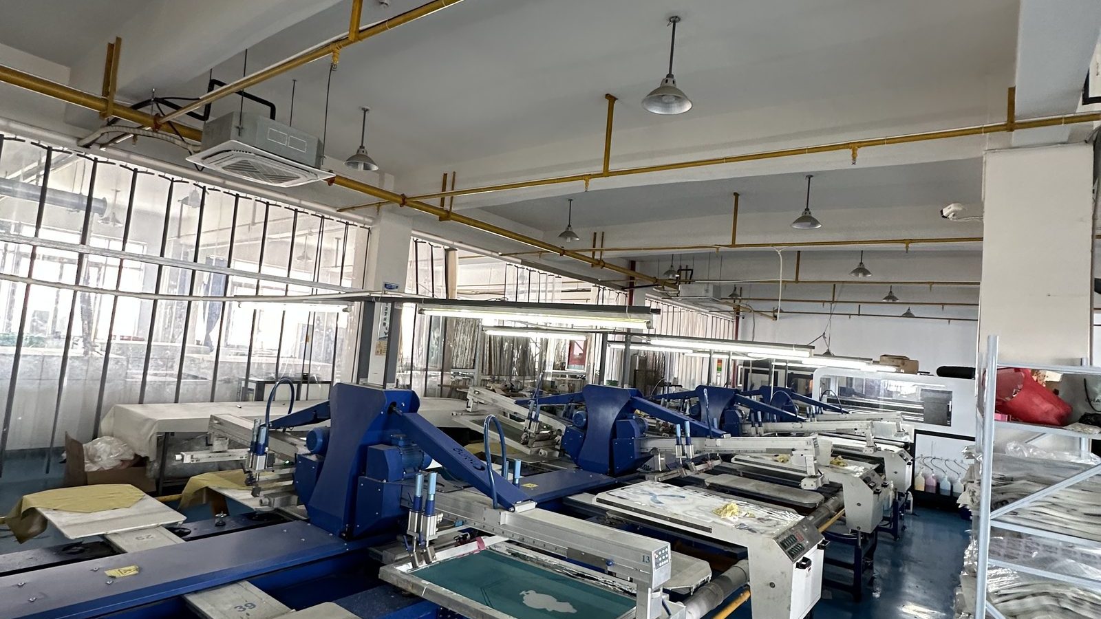 Automated template sewing machines on the workshop floor