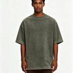 Oversized stone heavyweight tee worn by a model